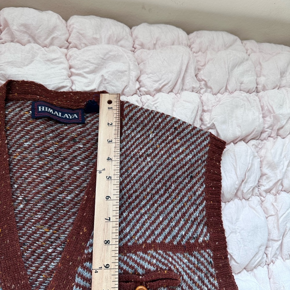 Vintage Himalaya Brown & Cream Knit Sweater Vest Size L Fits M - Picture 5 of 6